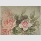 Dekoupage Vintage Blumenrosa Rose Bee Sage Blätter Seidenpapier (Vorderseite)