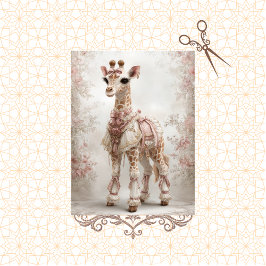 Dekoupage Vintage Viktorianische Rosa Giraffe Seidenpapier