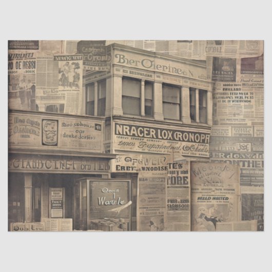 Dekoupage Vintage Zeitung alte Schriftart verblass Seidenpapier (Vorderseite)