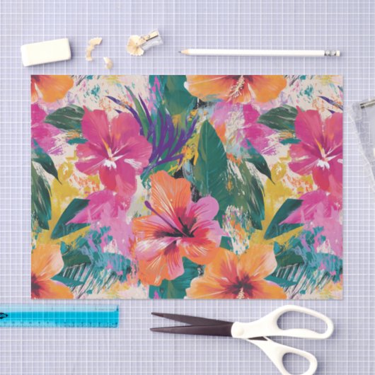 Dekoupage von Abstraktem Hibiskus anzeigen Seidenpapier (Handwerk)