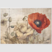 Dekoupage von Antique Red and Cream Poppies Seidenpapier (Vorderseite)