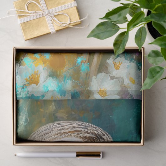 Dekoupage von australischen Curlew und Wildblumen Seidenpapier (Geschenk)