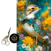 Dekoupage von australischen Curlew und Wildblumen Seidenpapier