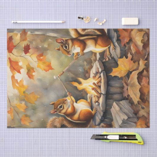 Dekoupage von Autumn Chipmunks & Marshmallows Seidenpapier (Handwerk)