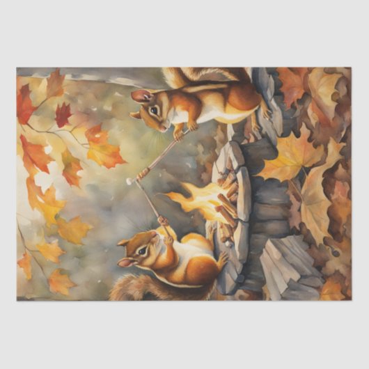 Dekoupage von Autumn Chipmunks & Marshmallows Seidenpapier (Vorderseite)