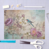 Dekoupage von Blue Bird farbenfrohe Blumengeschich Seidenpapier (Handwerk)