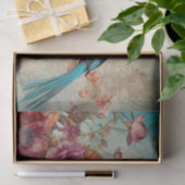 Dekoupage von Blue Bird farbenfrohe Blumengeschich Seidenpapier (Geschenk)