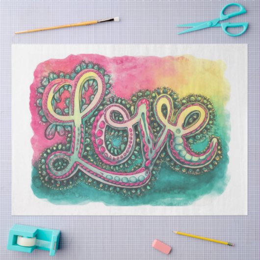 Dekoupage von Boho Valentine's Day Liebe Seidenpapier (Basteln)