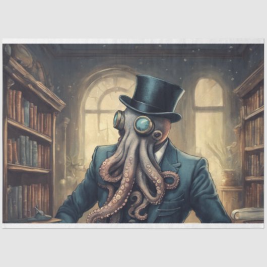 Dekoupage von Dapper Underwater Octopus Office Edi Seidenpapier (Vorderseite)