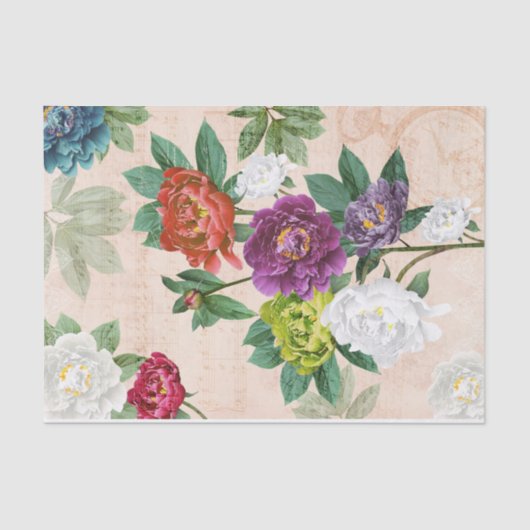 Dekoupage von Florals, mehrfarbig, Musik und Hands Seidenpapier (Vorderseite)