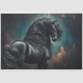 Dekoupage von Friesian Horse Gothic War Horse Seidenpapier