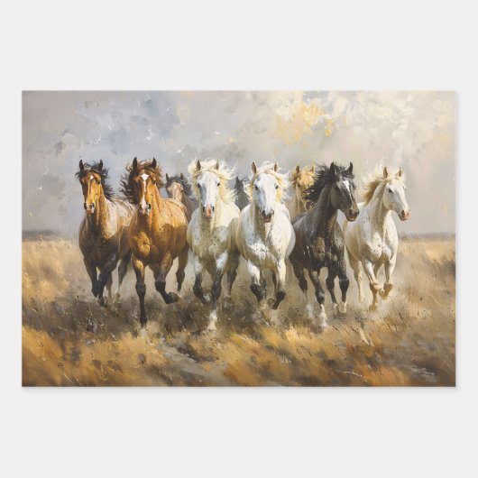 Dekoupage von Horse Herd Galloping Geschenkpapier Set (Vorderseite)