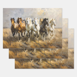 Dekoupage von Horse Herd Galloping Geschenkpapier Set