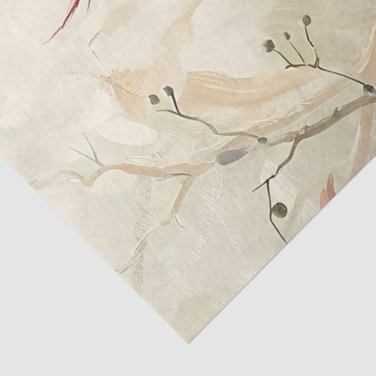 Dekoupage von Kardinal und Red Berries Seidenpapier (Detail)