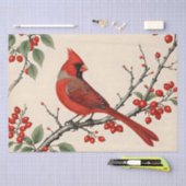 Dekoupage von Kardinälen und Roten Bereren Seidenpapier (Handwerk)