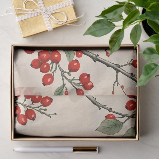 Dekoupage von Kardinälen und Roten Bereren Seidenpapier (Geschenk)