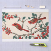 Dekoupage von Kardinälen und Roten Bereren Seidenpapier (Handwerk)