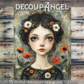 Dekoupage von Mädchen und Wildblumen Seidenpapier