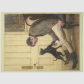 Dekoupage von Mann und seinem Hund Seidenpapier (Vorderseite)