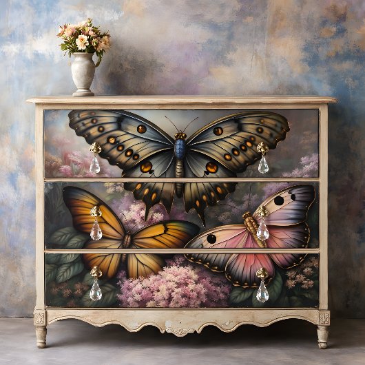 Dekoupage von Metallic-Schmetterlingen Seidenpapier