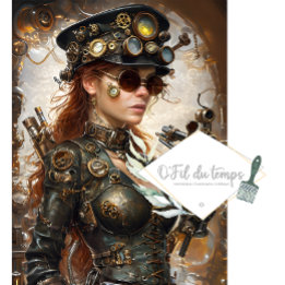 Dekoupage von Steampunk-Woman Mechanischen Element Seidenpapier