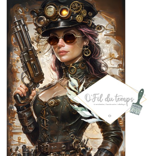 Dekoupage von Steampunk-Woman Mechanischen Element Seidenpapier