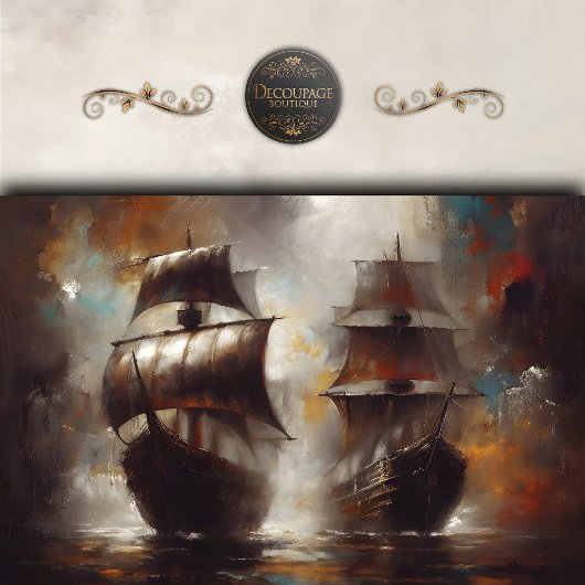 Dekoupage von Stormbound Viking Ships Seidenpapier