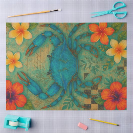 Dekoupage von Tropical Blue Crab - Coastal Seidenpapier (Basteln)