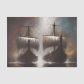 Dekoupage von Twin Viking Longships Seidenpapier (Vorderseite)