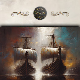 Dekoupage von Twin Viking Longships Seidenpapier