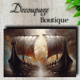 Dekoupage von Twin Viking Longships Seidenpapier