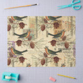 Dekoupage von Vintagen grünen Vögeln und Kiefern Seidenpapier (Basteln)