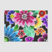 Dekoupage von whimsical multiColor Folk-Art-Blume Seidenpapier (Vorderseite)