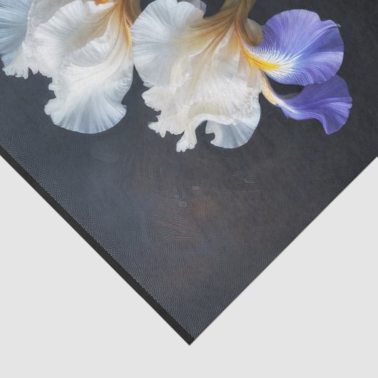 Dekoupage von White und Blue Iris Seidenpapier (Detail)