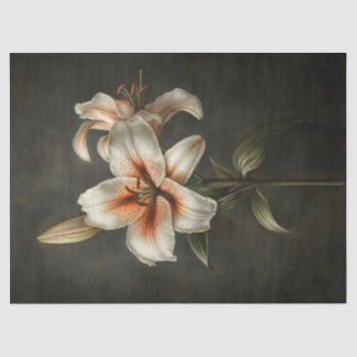 Dekoupage von White und Dark Orange Lilies Seidenpapier