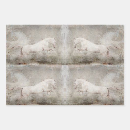 Dekoupage von White Wild Horse Geschenkpapier Set (Vorderseite 3)