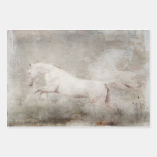 Dekoupage von White Wild Horse Geschenkpapier Set