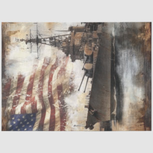 Dekoupage Warship USA Militärisches Patriotismus Seidenpapier