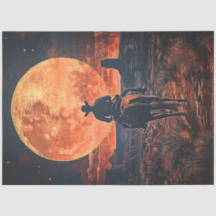 Dekoupage Western Thema Cowboy Reiten zum Mond Seidenpapier