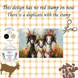 Dekoupage Whimsical 3 Ziegen auf dem Feld Seidenpapier