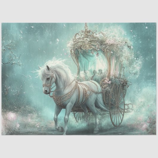 Dekoupage Whimsical Aquamarin Mairtale Carriage & Seidenpapier (Vorderseite)
