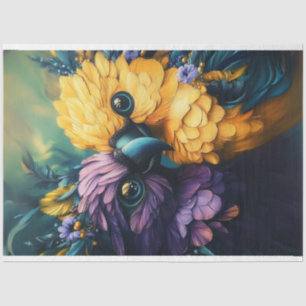 Dekoupage Whimsical Aquamarin Yellow Conure Paprot Seidenpapier
