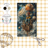 Dekoupage Whimsical Boy Riding in Hot Air Ballon Seidenpapier