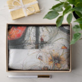 Dekoupage Whimsical Cat in Stiletto Fall Artwork Seidenpapier (Geschenk)