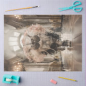 Dekoupage Whimsical Cat on Walkway Pearls Lace Seidenpapier (Basteln)