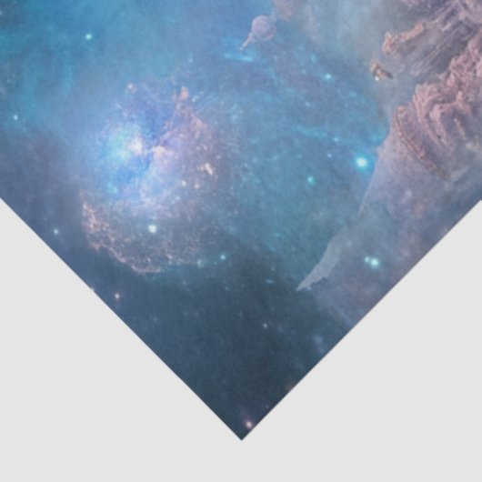 Dekoupage Whimsical Celestical Landscape Misty Blu Seidenpapier (Ausschnitt)