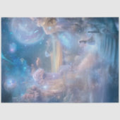 Dekoupage Whimsical Celestical Landscape Misty Blu Seidenpapier (Vorderseite)