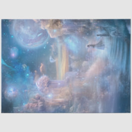 Dekoupage Whimsical Celestical Landscape Misty Blu Seidenpapier