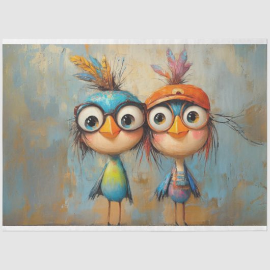 Dekoupage Whimsical Charakter Wackadoodle Brothers Seidenpapier (Vorderseite)