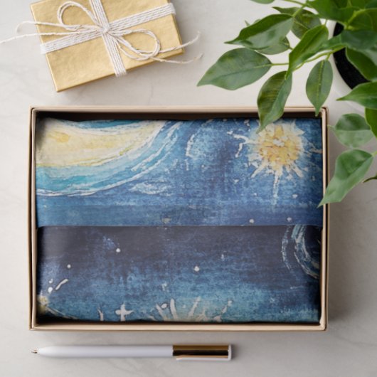 Dekoupage Whimsical Crescent Moon umgeben Sonne Seidenpapier (Geschenk)